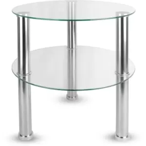 Small Round 2 Tier Glass Table Clear M&W - Clear