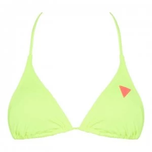 image of Guess Florescent Triangle String Bikini Top - Lime FLYL