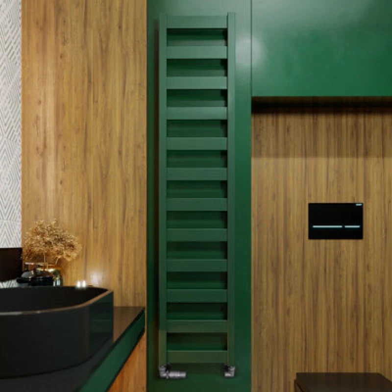 Image of Terma Vivo Green 1215Btu Vertical Towel Radiator (W)300mm X (H)1390mm