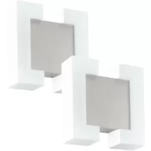 Image of 2 PACK IP44 Outdoor Wall Light Satin Nickel Diffused White 4.8W LED