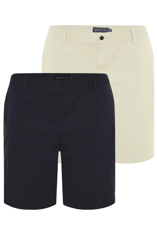 Image of BadRhino BadRhino Men 2 Pack Stretch Chino Shorts in Stone Size: 48R Stone 48R Male 5063589663863