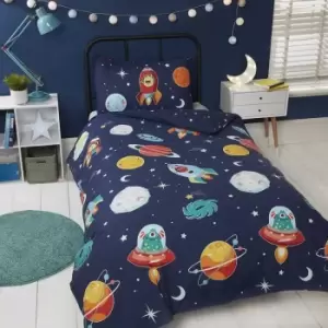 image of Space And Aliens Duvet Cover Set Glow In The Dark Single