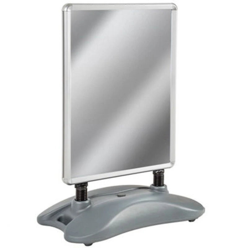 Image of Tectake Poster Board - A1, Double-Sided, Aluminium Frame And Base, Including 2 Protection Films - Grey
