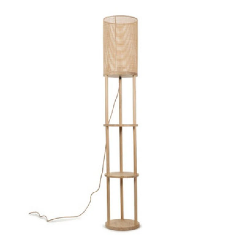 Image of Wooden 3 Tier Shelf Floor Lamp