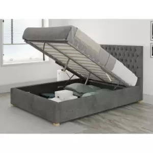 Image of Monroe Ottoman Upholstered Bed, Kimiyo Linen, Granite - Ottoman Bed Size King (150x200)