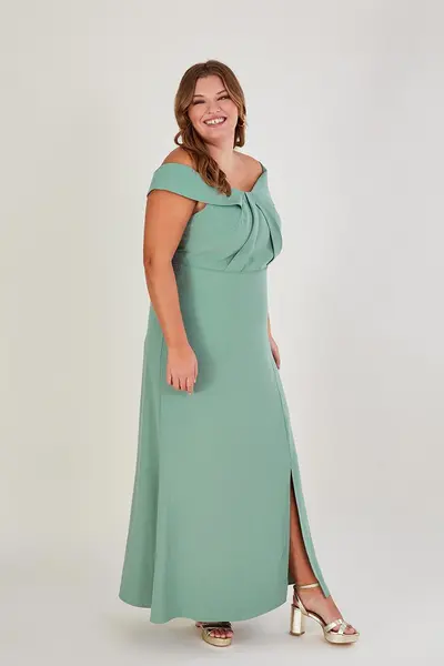 image of 'Beatrice' Crepe Bardot Maxi Dress