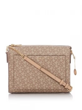 Image of DKNY Coated logo medium box cross body bag Neutral