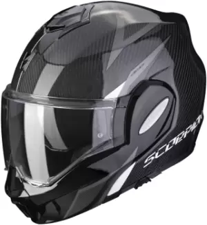 image of Scorpion EXO-Tech Carbon Top Helmet, black-white Size M black-white, Size M