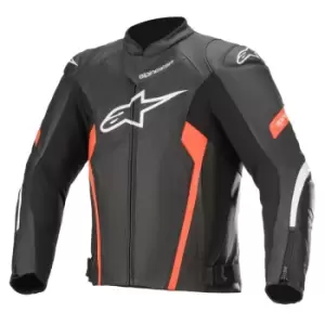 Image of Alpinestars Faster V2 Leather Black Red Fluo 50