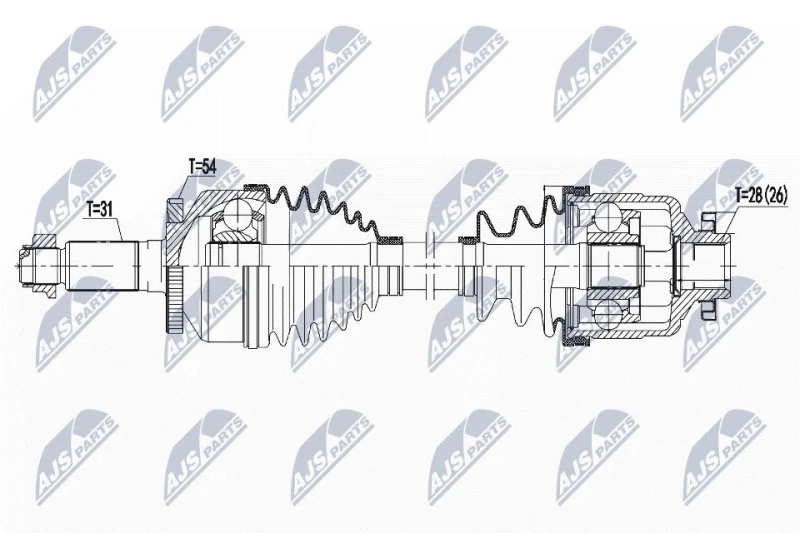 Image of NTY NPW-KA-380 Drive shaft Manual Transmission, Front Axle Right Drive Shaft (13)