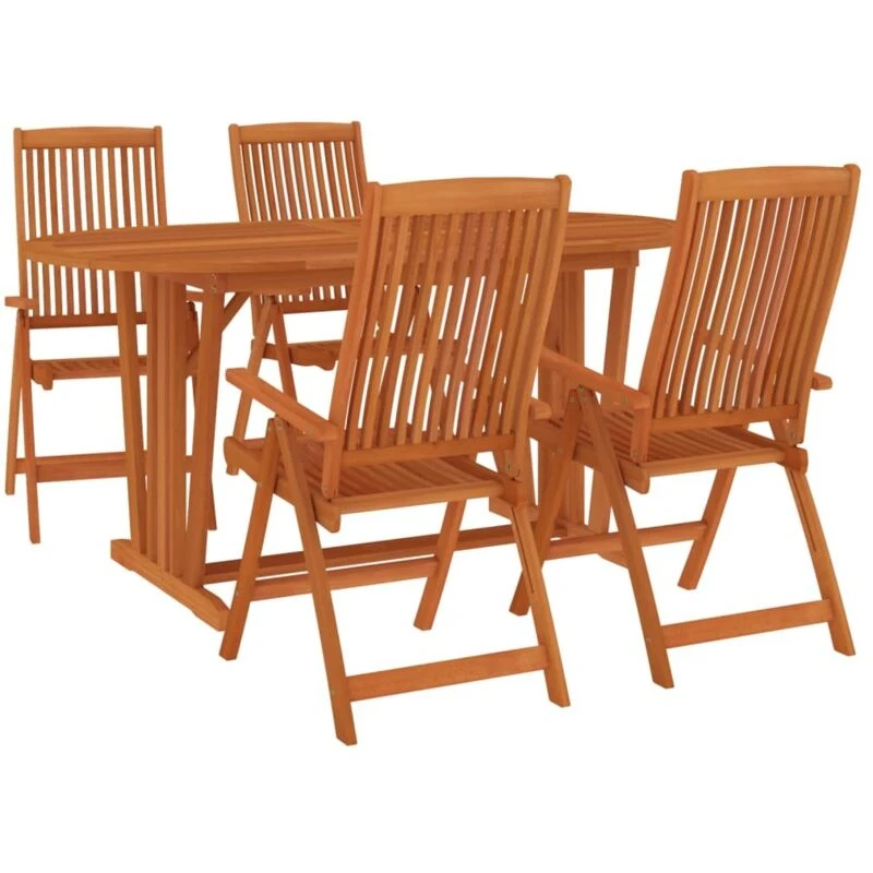 Image of vidaXL 5 Piece Garden Dining Set Solid Wood Eucalyptus, Brown 3087338