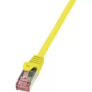 image of LogiLink CQ2017S RJ45 Network cable, patch cable CAT 6 S/FTP 25.00cm Yellow Flame-retardant, incl. detent