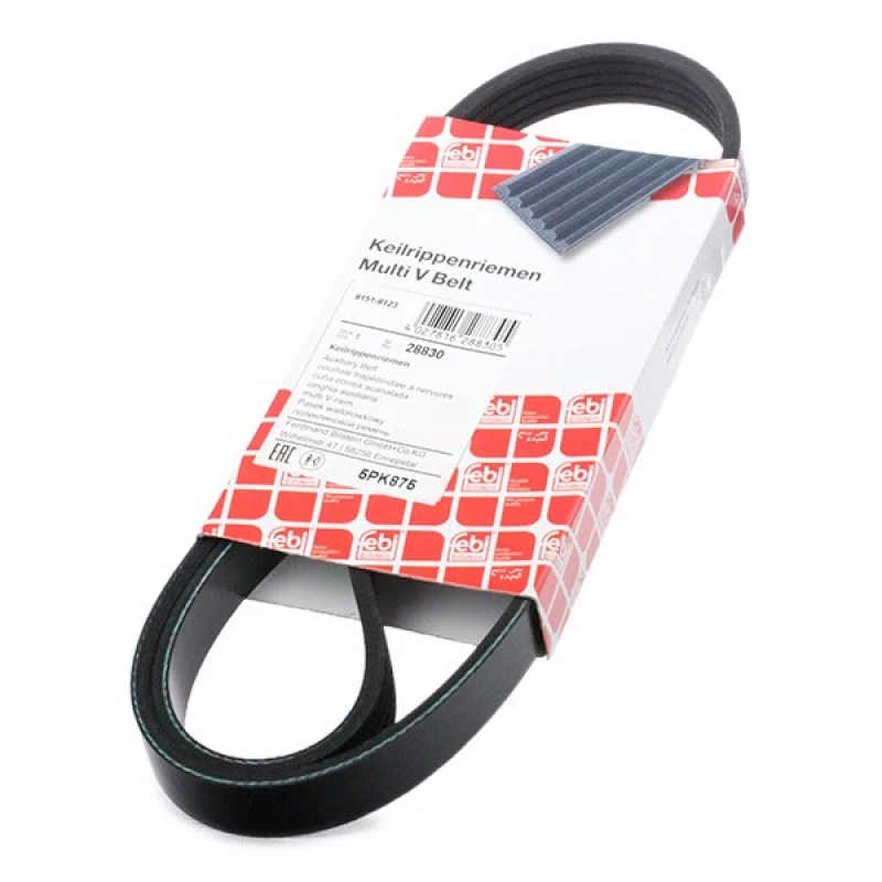 Image of FEBI BILSTEIN 28830 V-ribbed belt EPDM (ethylene propylene diene Monomer (M-class) rubber) V-Ribbed Belts (305)