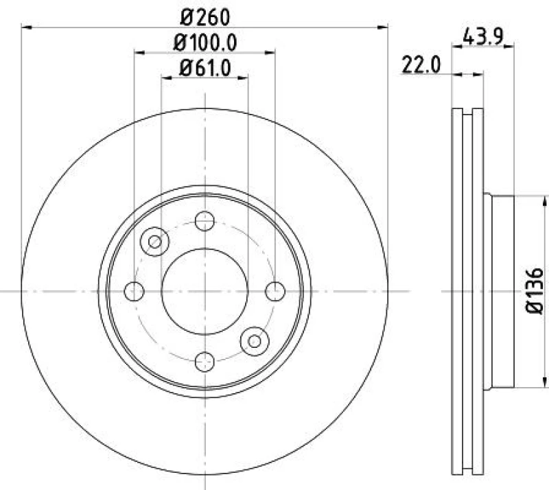 Image of HELLA Brake disc HELLA 8DD 355 127-881