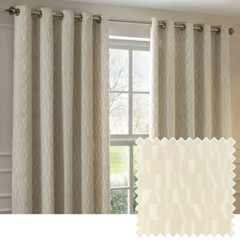 Image of Paoletti Paoletti Manhattan Velvet Eyelet Curtain Pair in Off White Size: 117cm width x 137cm drop Off White 117cm width x 137cm drop Unisex 5025532