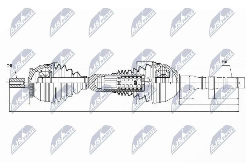 Image of NTY NPW-VV-048 Drive shaft Automatic Transmission, Front Axle Right Drive Shaft (13)