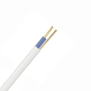Image of Zexum White 1.5mm 16A Blue Single Core and Earth 6241B Flat LSZH Low Smoke Zero Halogen Harmonised Lighting Power Cable - 1 Meter