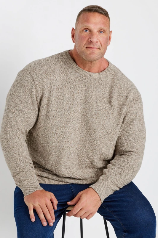 Image of BadRhino BadRhino Men Crew Neck Knitted Jumper in Yellow Size: 5-6X-Large Yellow 5-6XL Male 5063111532803