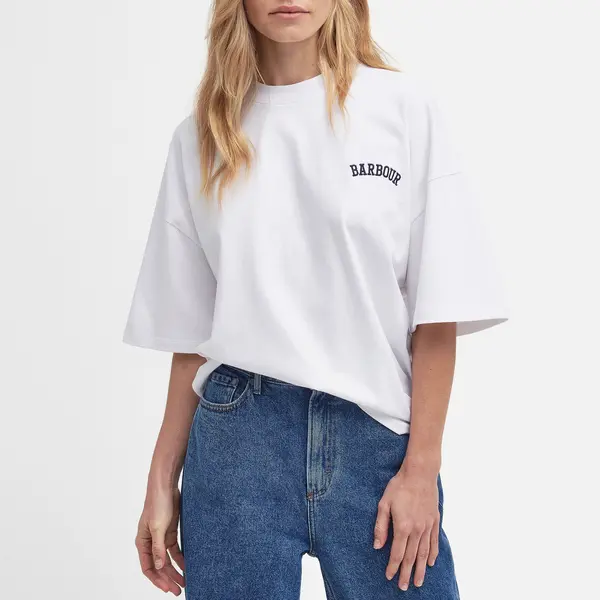 Image of Barbour Joanne Cotton-Jersey T-Shirt - UK 10 White Tops female LML0867WH11 UK 10