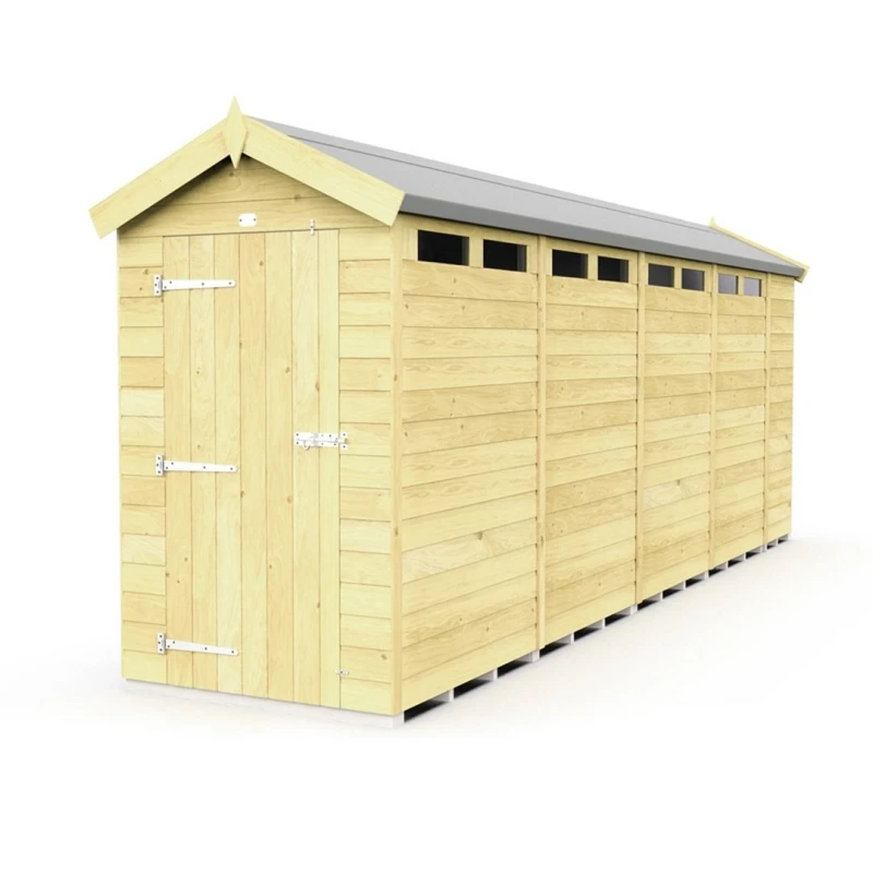 Image of Buttercup Farm 4 x 19 Feet Apex Security Shed - Single Door - L560 x W118 x H217cm in Brown Brown Unisex