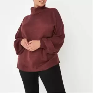 image of Missguided Plus Recycled Roll Neck Jumper - Red