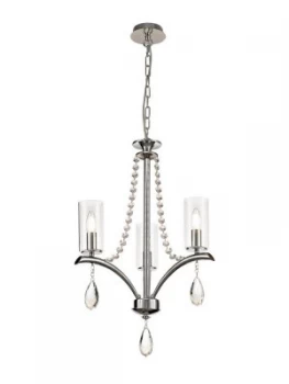 Image of Ceiling Pendant 3 Light E14 Polished Chrome, Crystal With Clear Glass