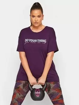 Image of Yours Do Your Thing Grown-On Sleeve Active Top Violet, Purple, Size 16, Women