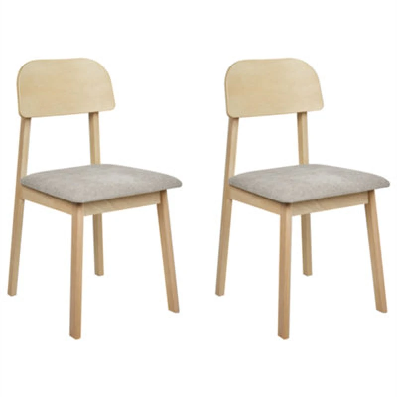 Image of Beliani Set Of 2 Dining Chairs Scandia Wood Taupe