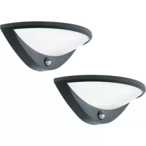 Image of 2 PACK IP44 Outdoor Wall Light & PIR Sensor Anthracite Aluminium 9.3W LED