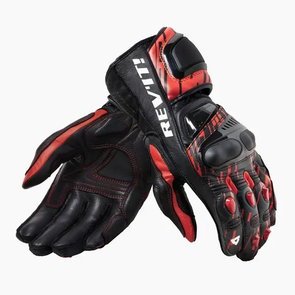 Image of REV'IT! Quantum 2 Neon Red Black Motorcycle Gloves Size XL