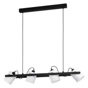 Image of Hanging Ceiling Pendant Light Black White Adjustable Spots 4 Bulb Kitchen Lamp