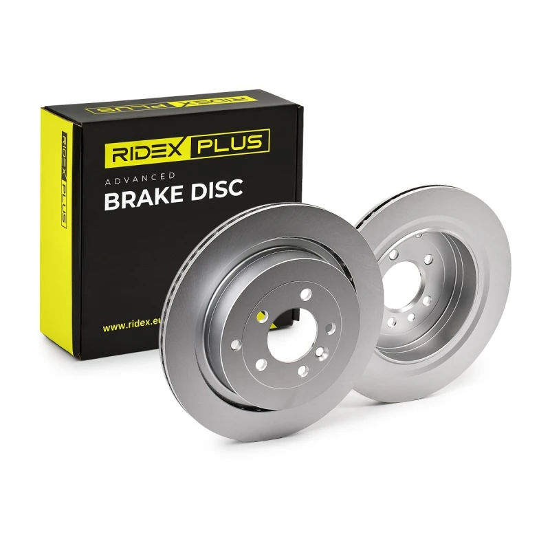 Image of RIDEX PLUS 82B0614P Brake disc Rear Axle, Vented, Grey Cast Iron, Coated, High-carbon, without bolts/screws Grey Cast Iron Brake Disc (82)