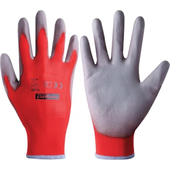 Image of Palm-side Coated Red/Grey Gloves - Size 8