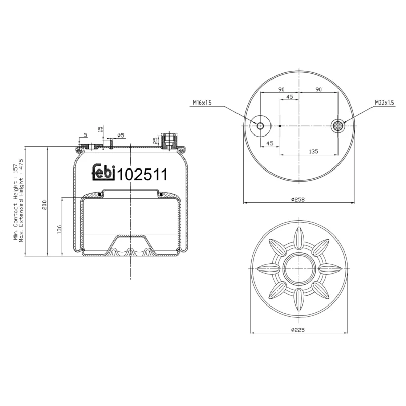 Image of FEBI BILSTEIN 102511 Boot, air suspension Rear Axle Right Boot,air suspension (324)