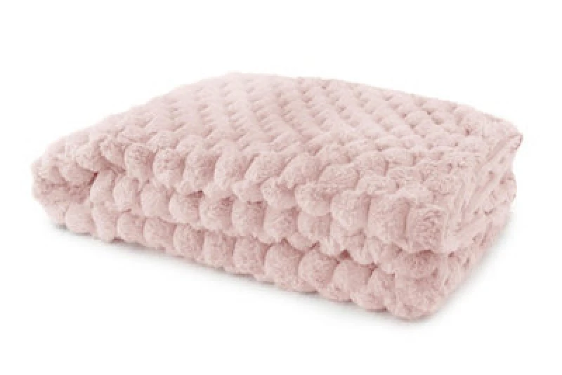 Image of Emma Barclay Lush Luxurious Faux Rabbit Fur Throw For Sofa Blanket Blush 127X152Cm
