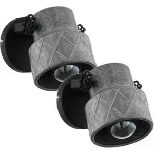 Image of 2 PACK LED Wall Light / Sconce Raw Steel Adjustable Drum Shade 1x 40W E27
