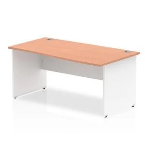 image of Trexus Desk Wave Right Hand Panel End 1600x800mm Beech Top White