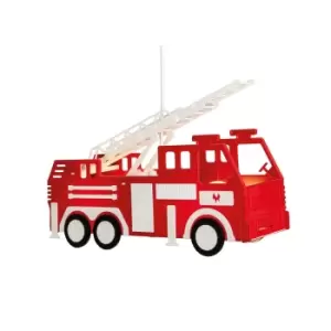 Image of Childrens Fire Engine Pendant Light Red, White