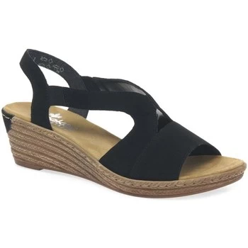 image of Rieker Newry Womens Wedge Heel Sandals womens Sandals in Black - Sizes 6