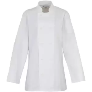 image of Premier Womens/Ladies Long Sleeve Chefs Jacket / Chefswear (Pack of 2) (XS) (White) - White