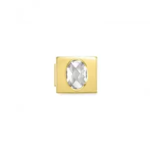 image of Classic Glam Cubic Zirconia Gold White Link Charm 230606/01