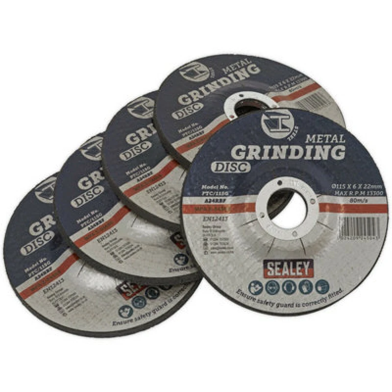 Image of Loops 5 PACK Aluminium Oxide DPC Metal Grinding Disc - 115 x 6mm - 22mm Bore Multi