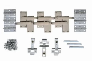 image of Wickes Toronto Victorian Straight Latch Door Handle Set - Satin Nickel 3 Pairs