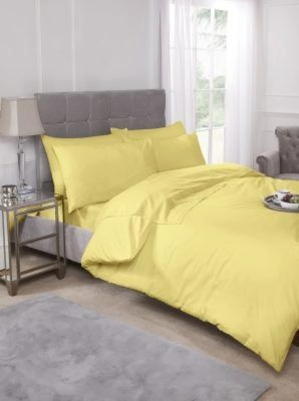 Image of New Edge Blinds Percale Duvet Set in Yellow Size: Super King Yellow Unisex Super King
