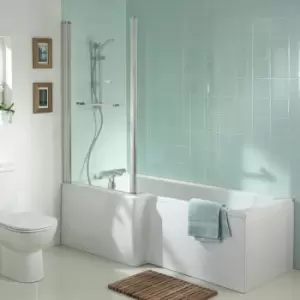 Image of Ideal Standard - Tempo Cube L-Shaped Shower Bath 1700mm x 700mm/850mm Left Handed 0 Tap Hole
