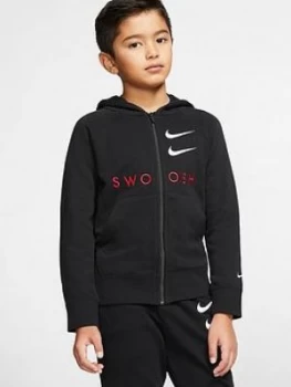 Image of Nike Nsw Older Boys Swoosh Full Zip Hoodie - Black