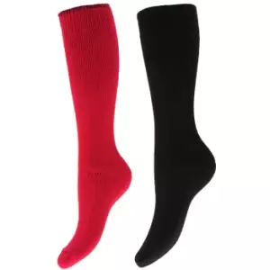 Image of Floso Womens/Ladies Thermal Winter Wellington/Welly Boot Socks (2 Pairs) (UK Shoe 4-7, EUR 37-41) (Pink/Black)