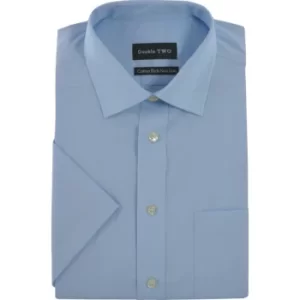 Image of Mens 17" Short Sleeve Blue Poplin Shirt