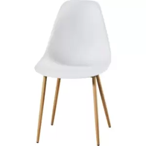 image of Out & out Astrid Dining Chair- White with Wooden Legs- Set of 2