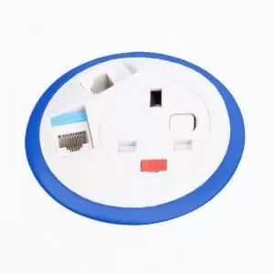 Image of Pixel in-surface power module with 1 x UK socket and 2 x RJ45 sockets